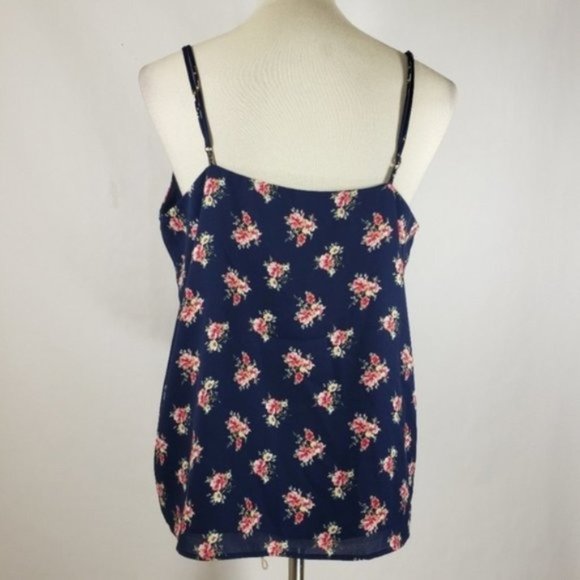 Socialite Atlas Blue V-Neck Floral Camisole Sz L - Picture 5 of 8